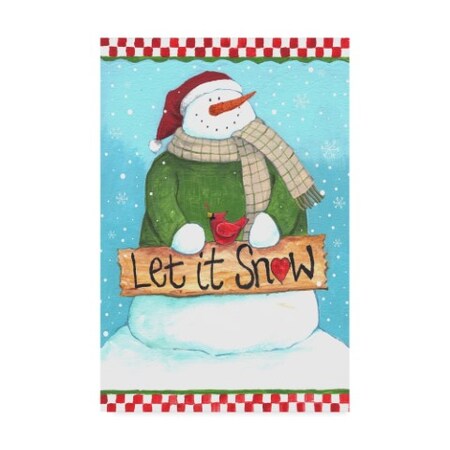 Trademark Fine Art Melinda Hipsher 'Let It Snow Checked Border' Canvas Art, 16x24 ALI31352-C1624GG